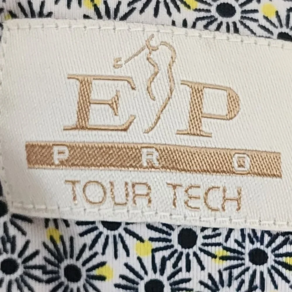 EP Pro Tour Tech Black White Yellow Floral Sleeveless Poly Span Golf Tank Sz XL - Picture 14 of 16